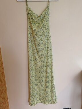 Bright Yellow Floral Slip Dress, Gorgeous Low Back